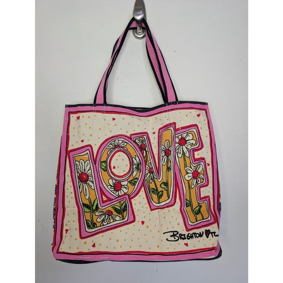 Brighton TC Women Handbags, Tom Clancy\'s  Roomy Floral LOVE Canvas Tote Bag